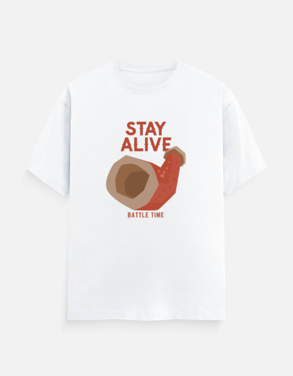 Stay Alive Viking Bugle Tee | Mens Classic Crew T-Shirt