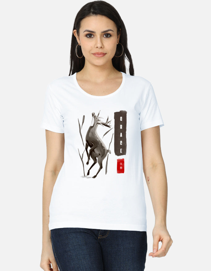 Grace | Elegant Deer Watercolor Graphic Tee | Women's Classic T-Shirt